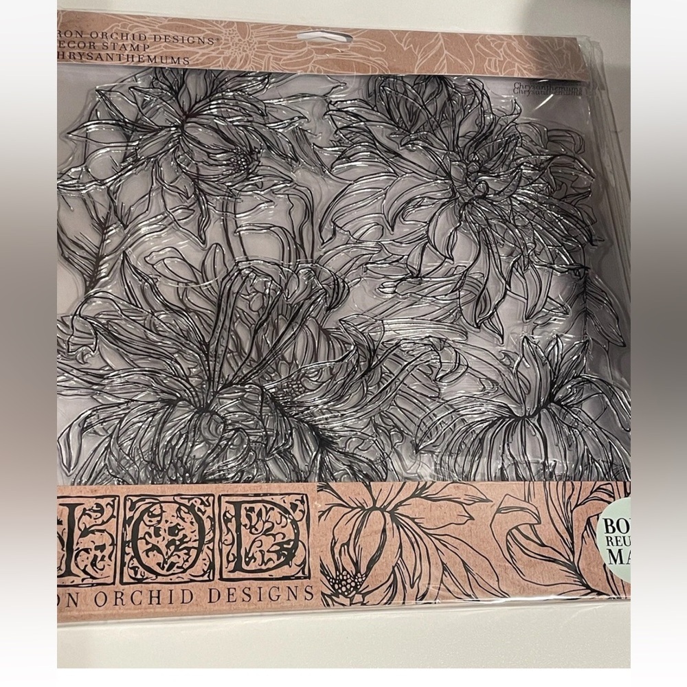 Iron Orchid Designs Chrysanthemums Decor Stamps New with Tags RETIRED - Picture 2 of 6